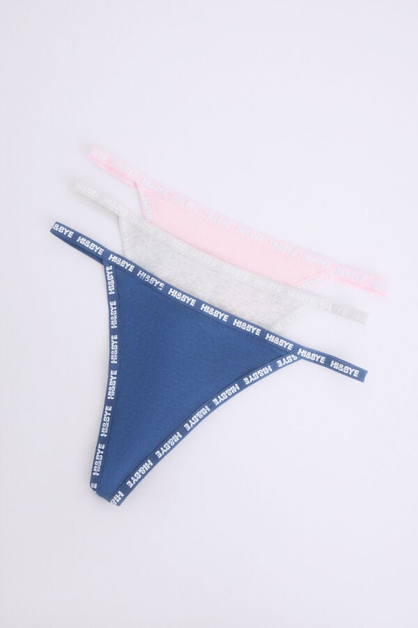 HI&BYE Pack 3 tangas tira rosa, gris, azul blanco