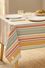 Textura Toalha de mesa riscas de algod&atilde;o resistente a manchas amarelo