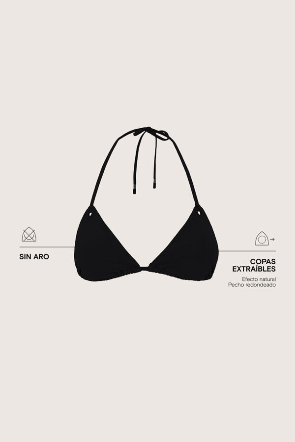 Women'secret Top biquíni triangular com cortina preta preto