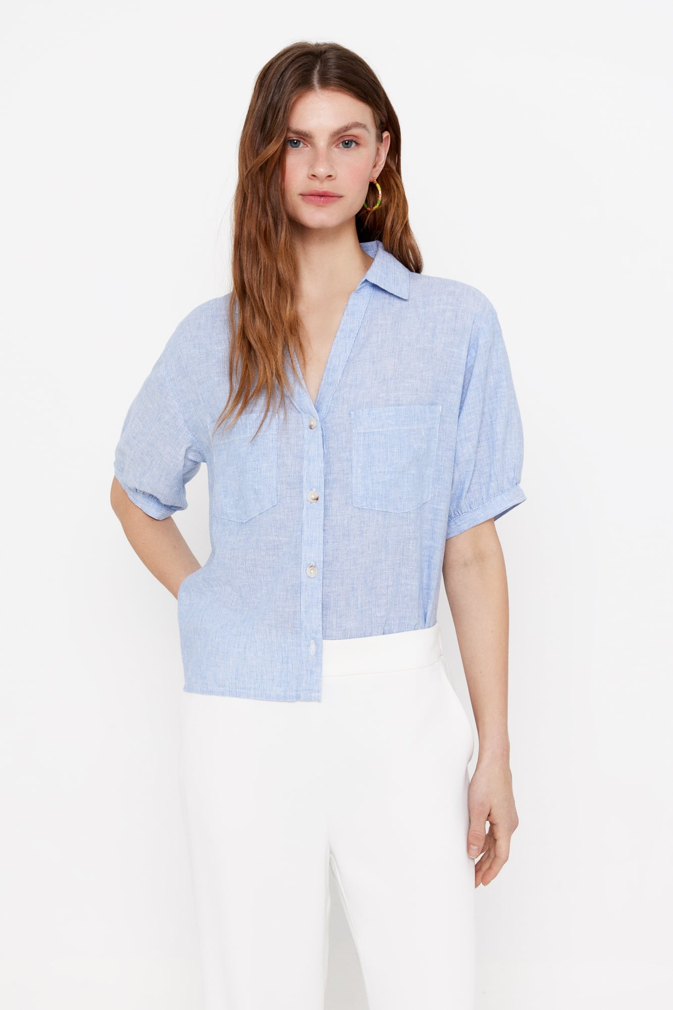 Camisa lino manga corta | Ofertas en blusas y camisas de mujer | Fifty ...
