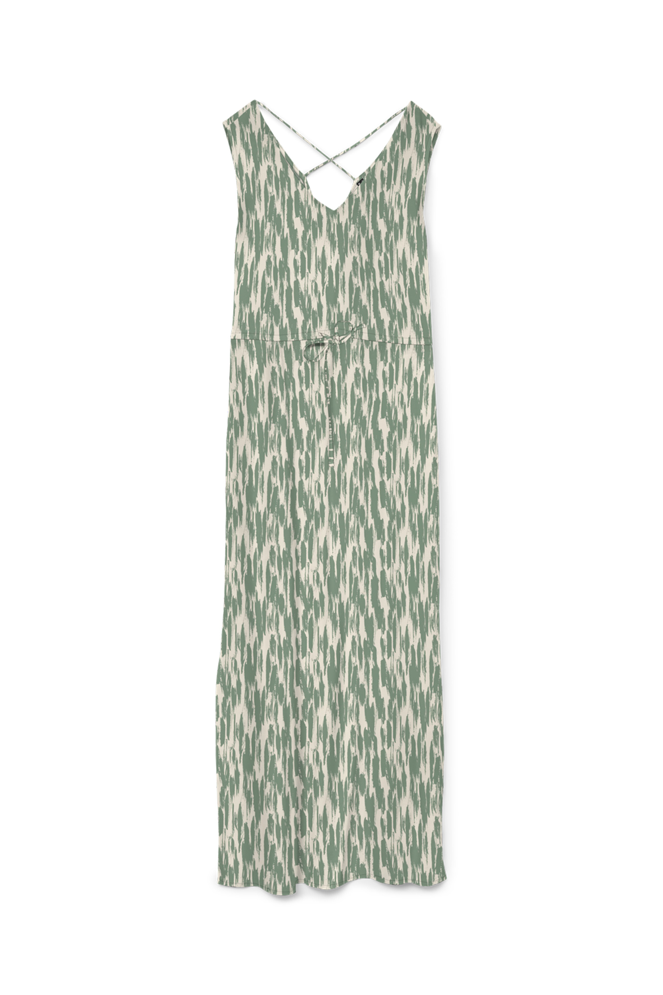 Vestidos largos de chiffon con tirantes finos en escote en V y bolsillo Marrón Tallas Grandes