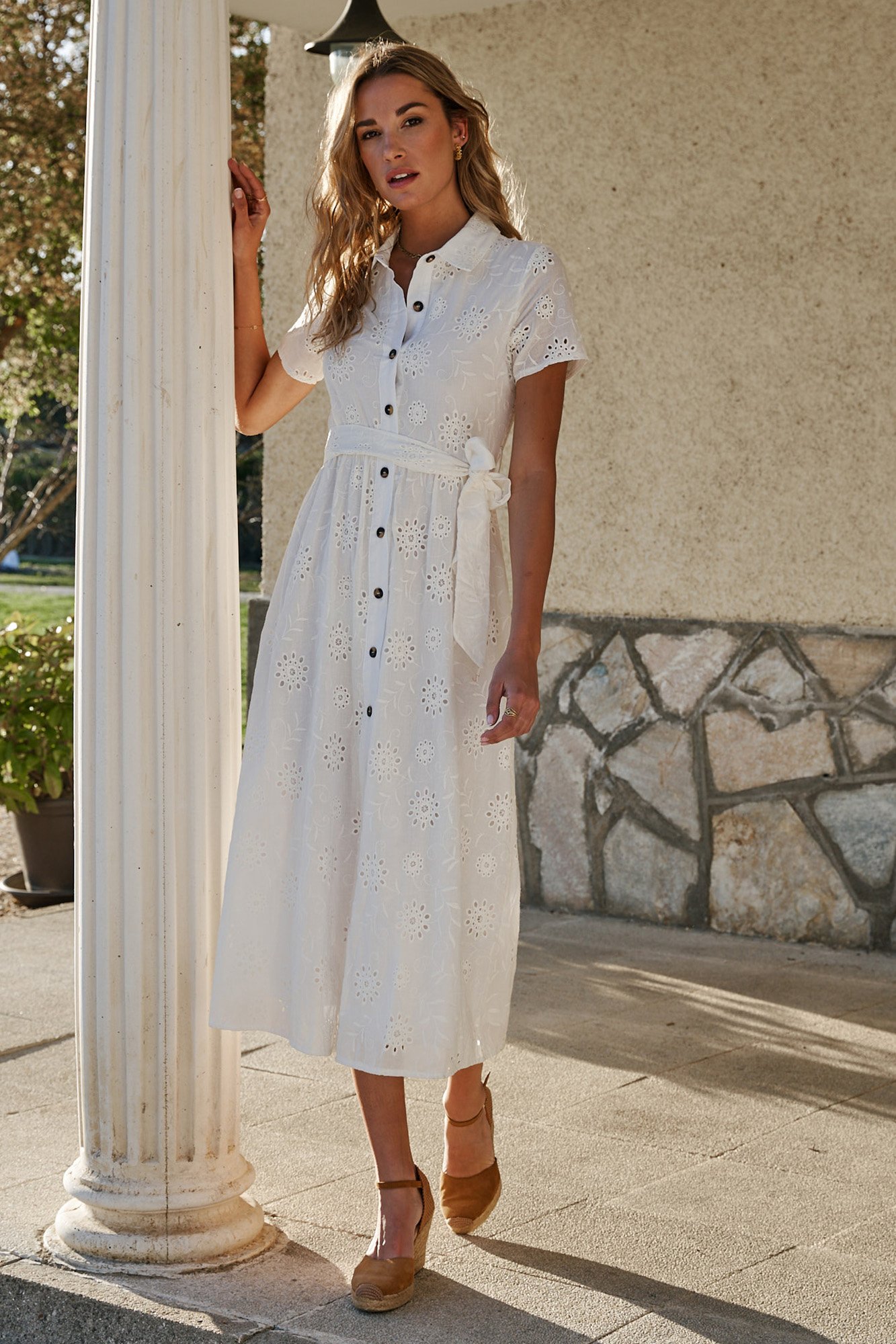 Camisón Vestido Camisero Blanco Con Chaleco Vestido Camisero