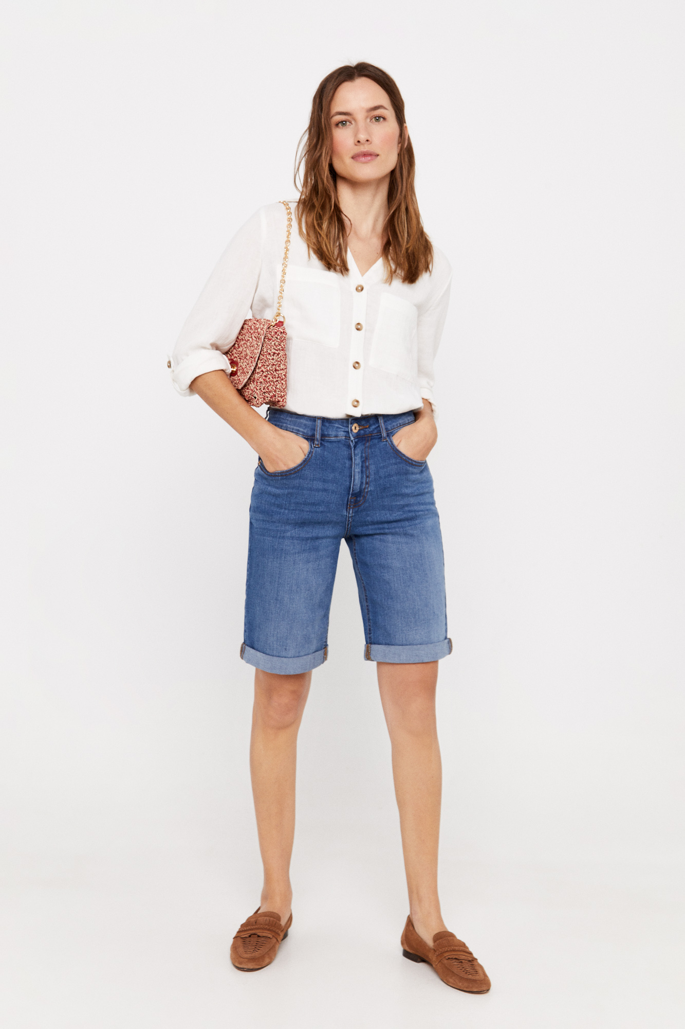 Short Denim Short Mujer Cortefiel Bermuda Vaquera Bolsillos