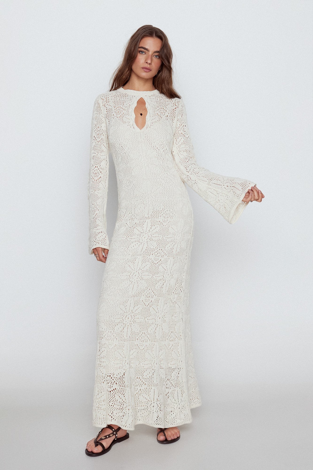 Vestido largo punto calado Ofertas en vestidos de mujer Fifty