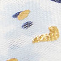 Cortefiel Lenço de seda fino com flor e foil dourado Azul