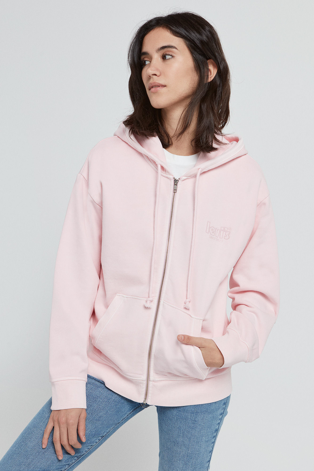 Sudadera Levi´s Graphic capucha rosa de mujer-b