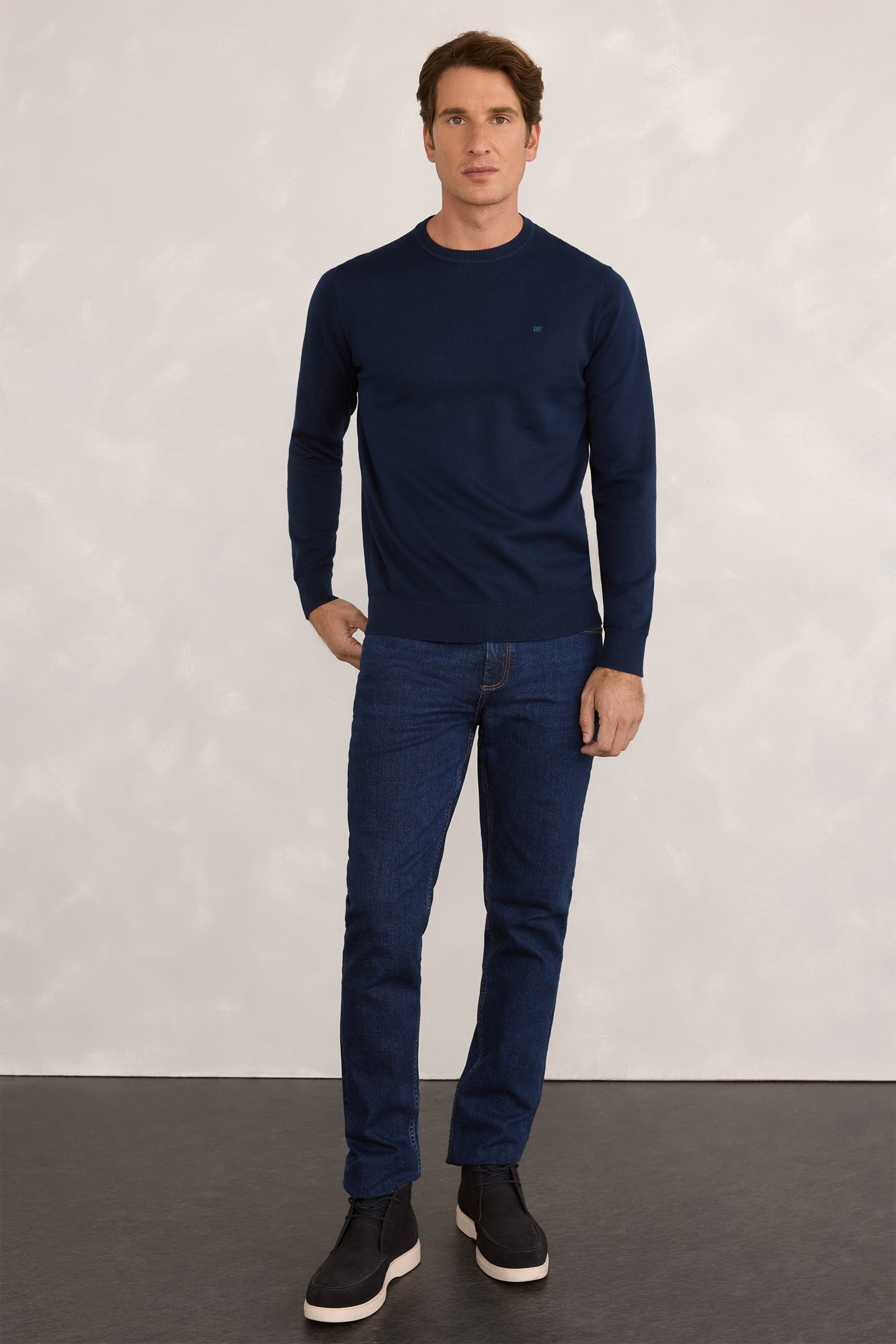 Jersey Liso Con Cuello Redondo +1,90 M - Azul Oscuro - - 16.00, image size:1333x1999