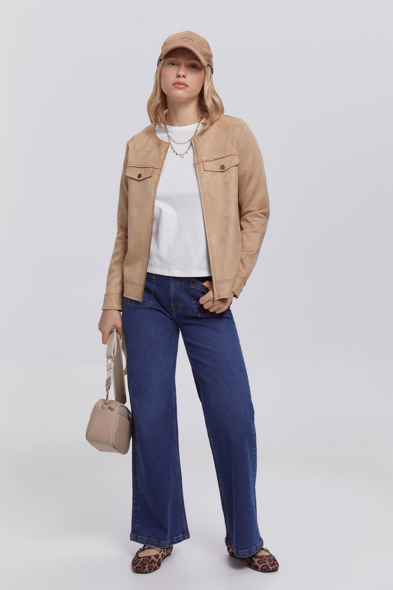 Chaqueta Fyodora de ante azul empolvado