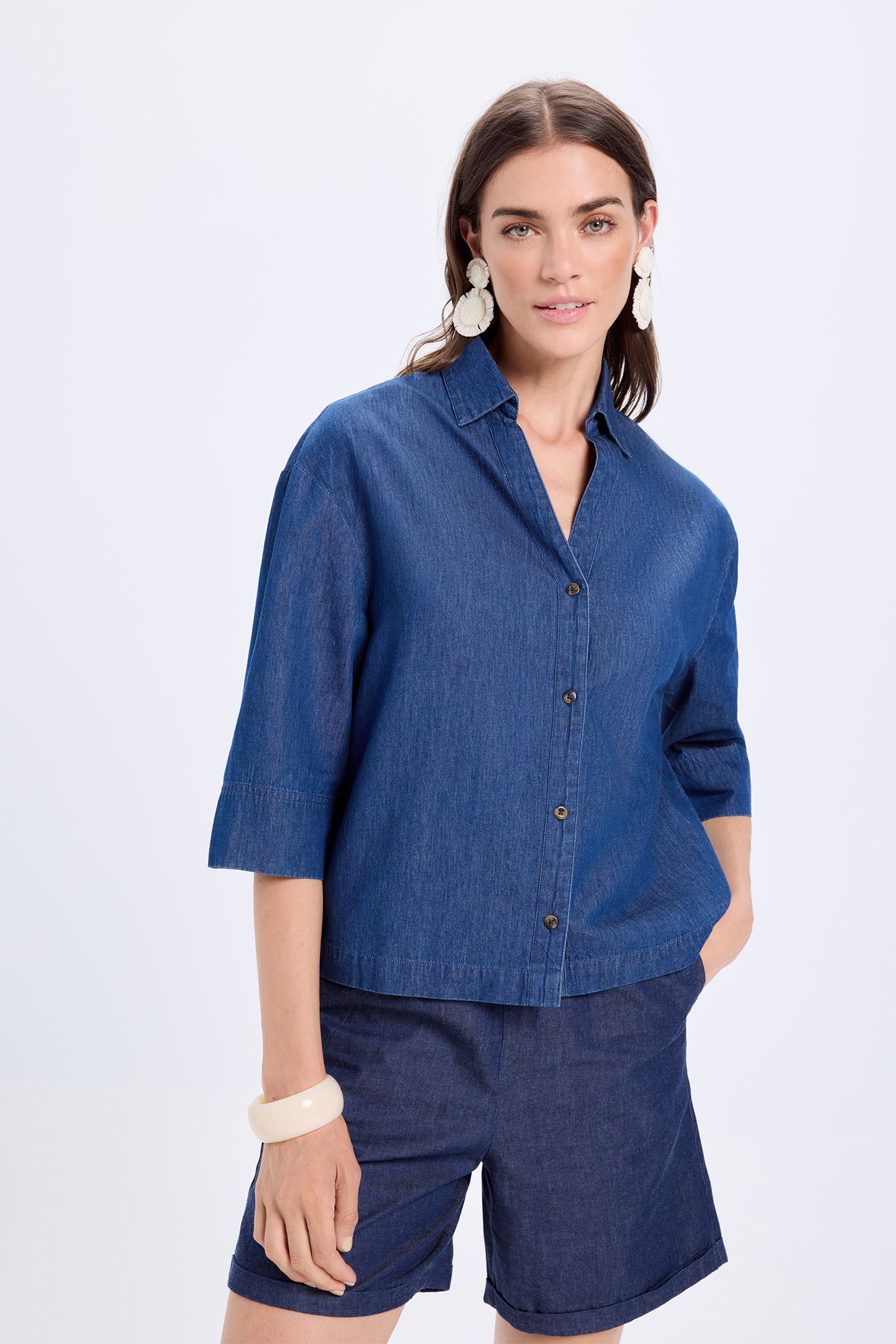 Blusa cuello polo denim | Ofertas en blusas y camisas de mujer