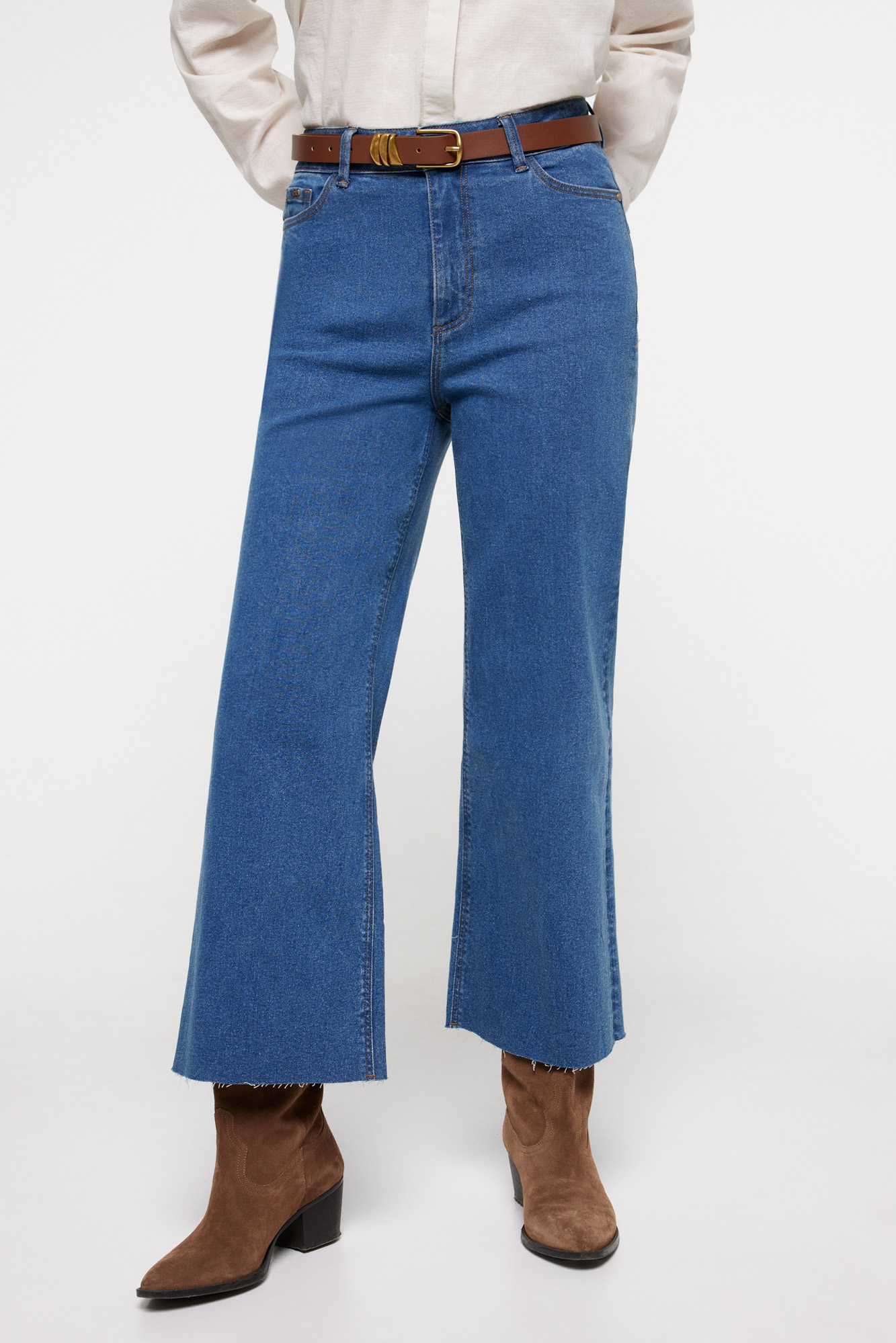 Calças denim culotte menina, Jeans para menina