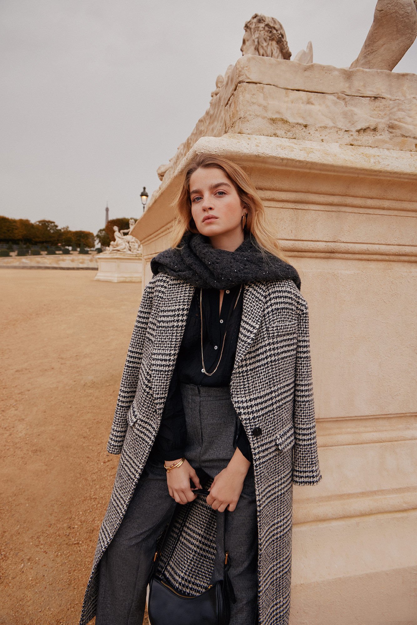 Abrigo largo de cuadros