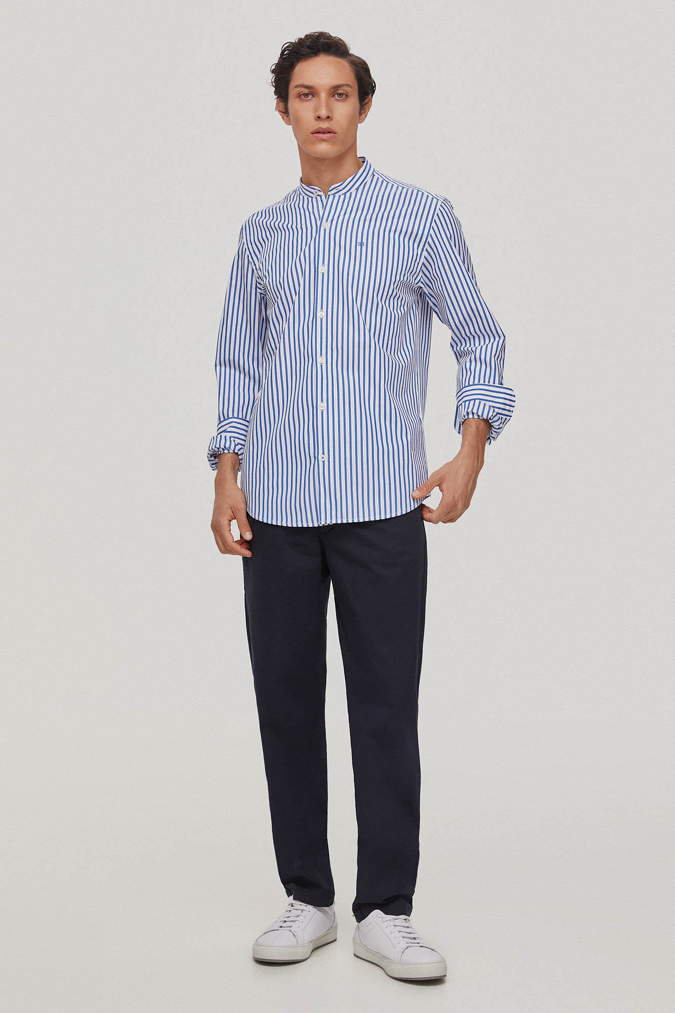 Camisa rayas cuello mao Ofertas en camisas de hombre Fifty Factory