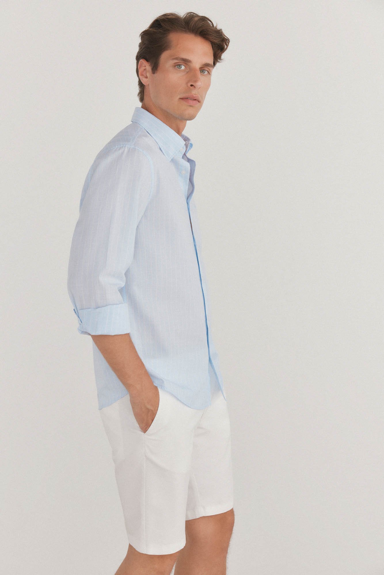 Camisa rayas popelín slub Ofertas en camisas de hombre Fifty