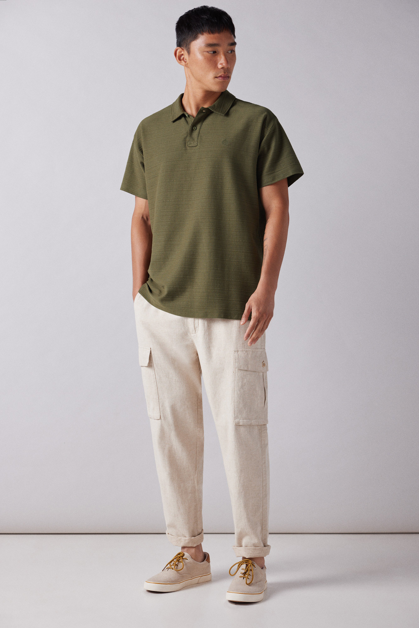 Polo Hombre Manga Corta SUN68 Sun 68 Polo V Neck Double Rib L/S