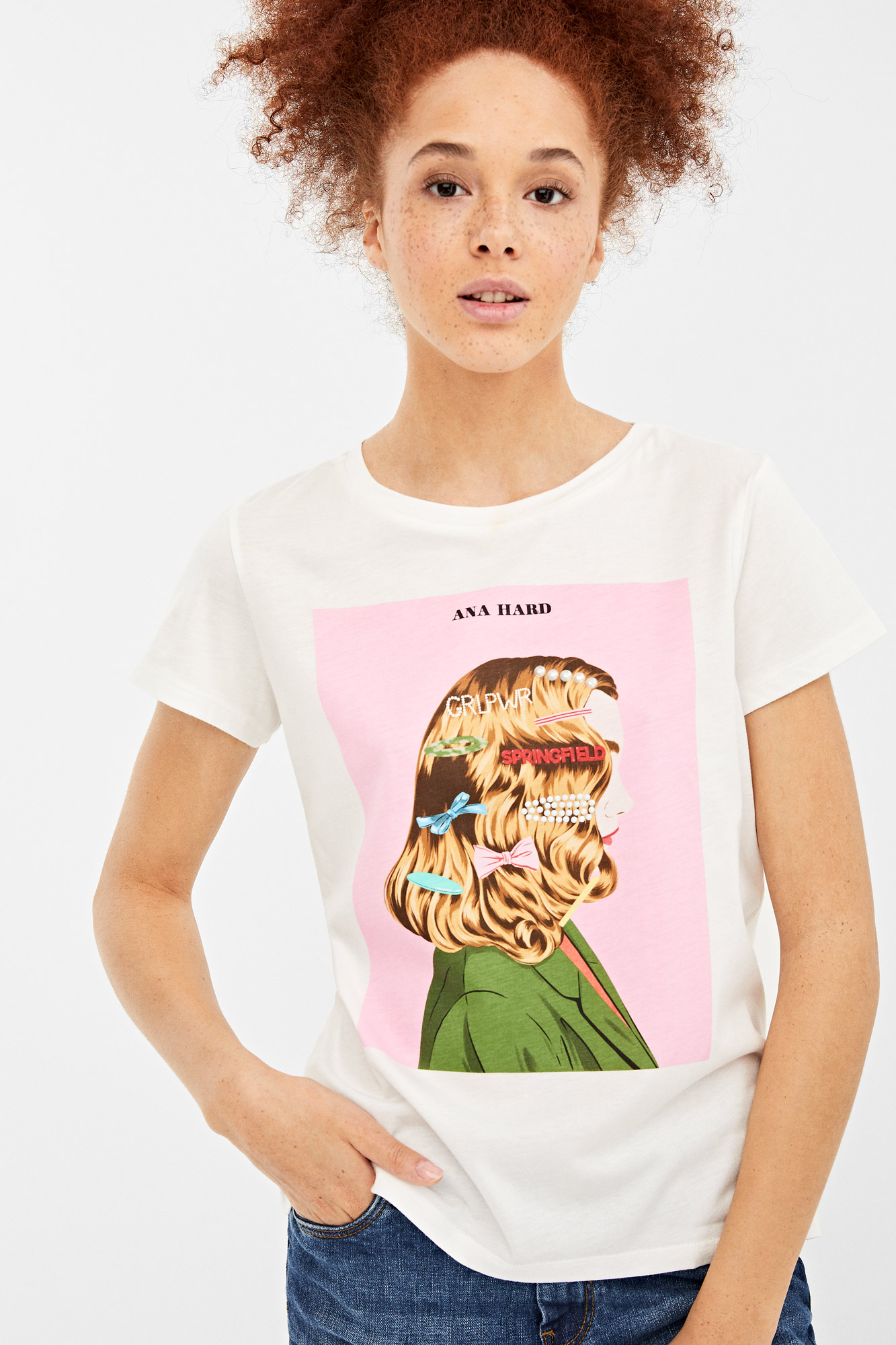 Anna hard. Woman Tshirt Springfield Print follow me.