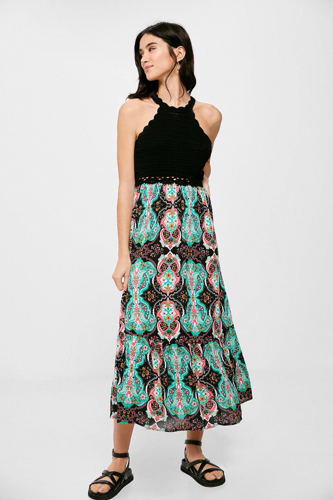 Vestido Midi Springfield Mujer Online Vestido Midi Punto Combinado