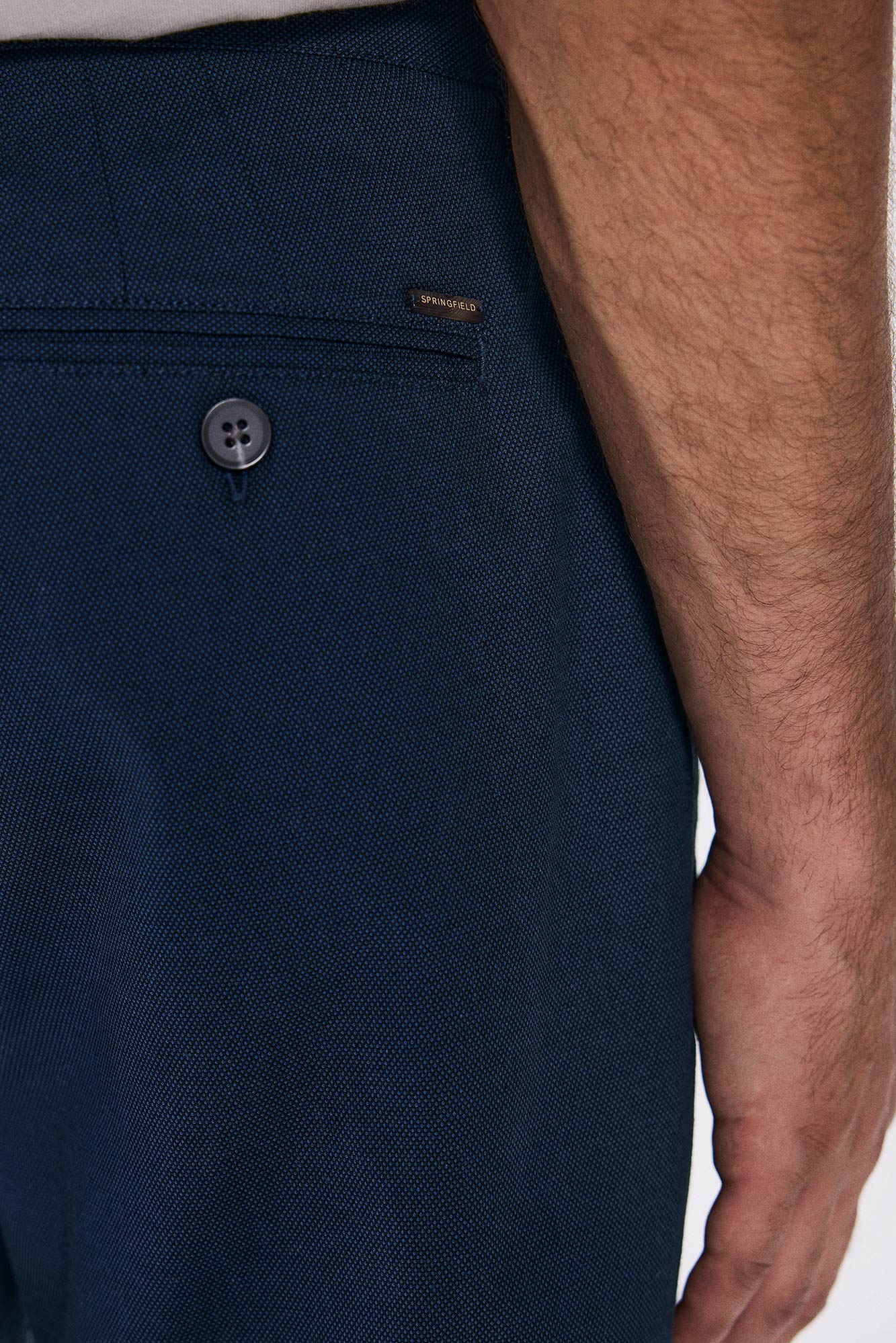 Vestido calças chino slim fit confortável Ofertas em calças de - Main Image