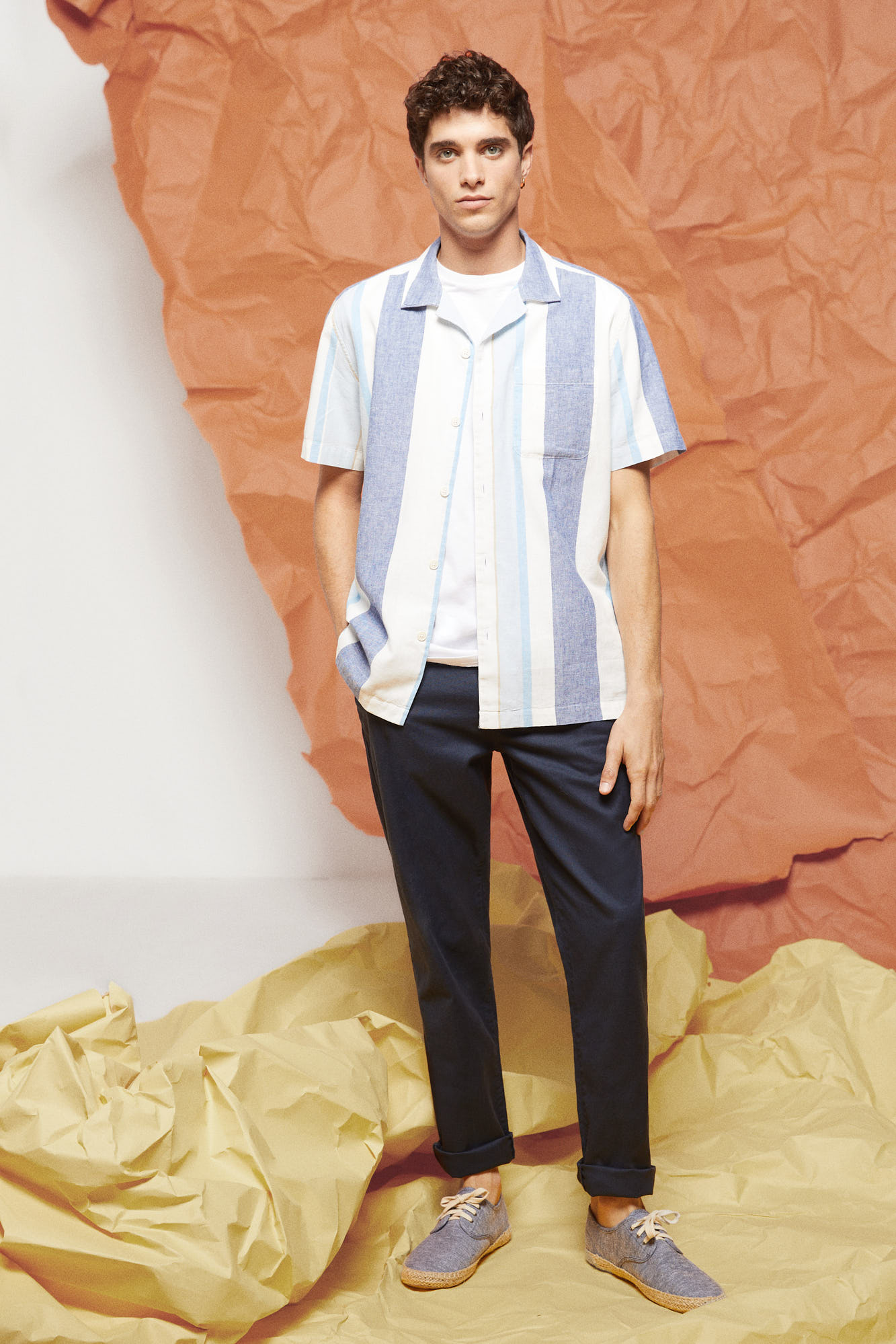 Camisa lino rayas Ofertas en camisas de hombre Fifty Factory