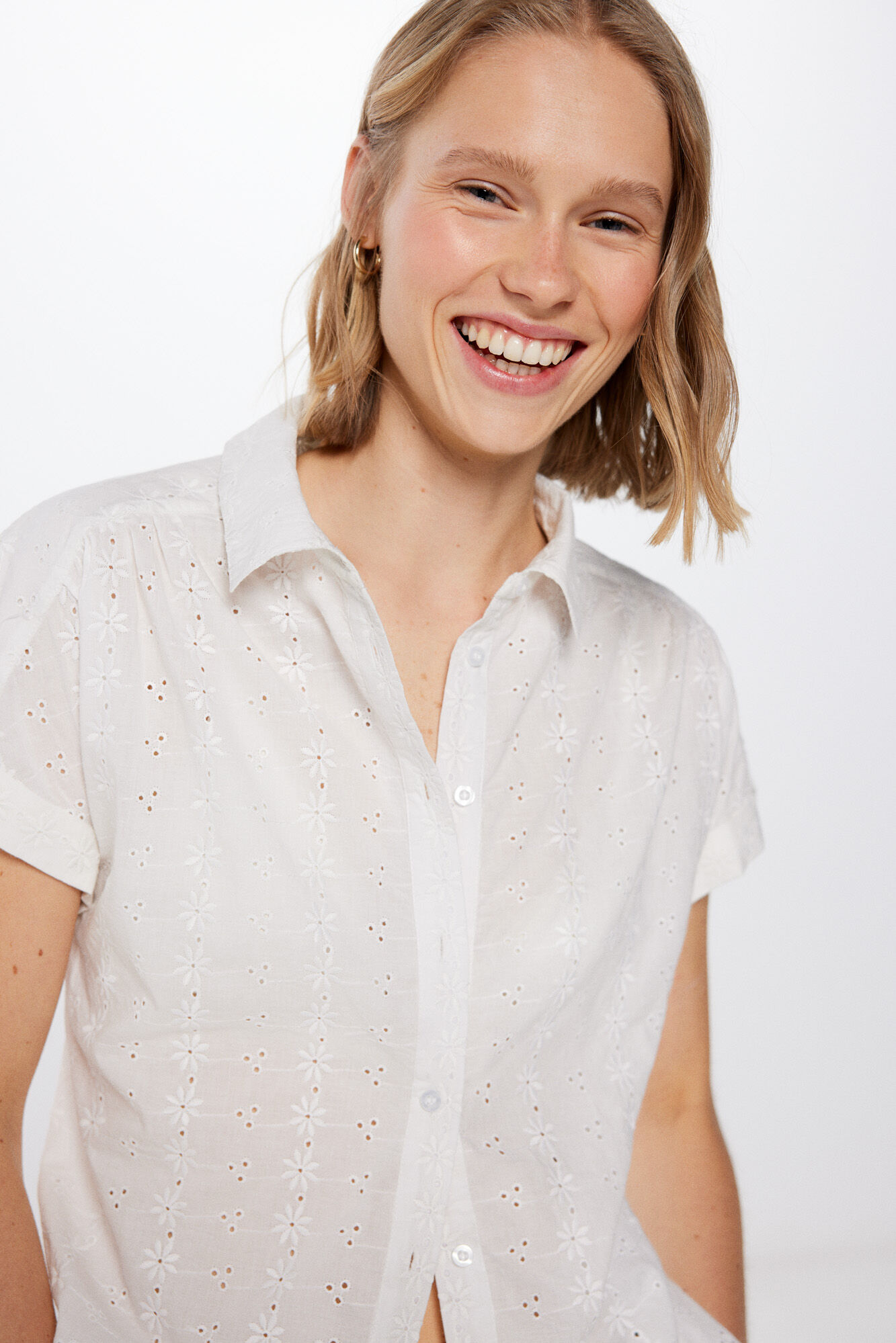 Blusa Manga Corta Bordado Suizo Ofertas en blusas y camisas de