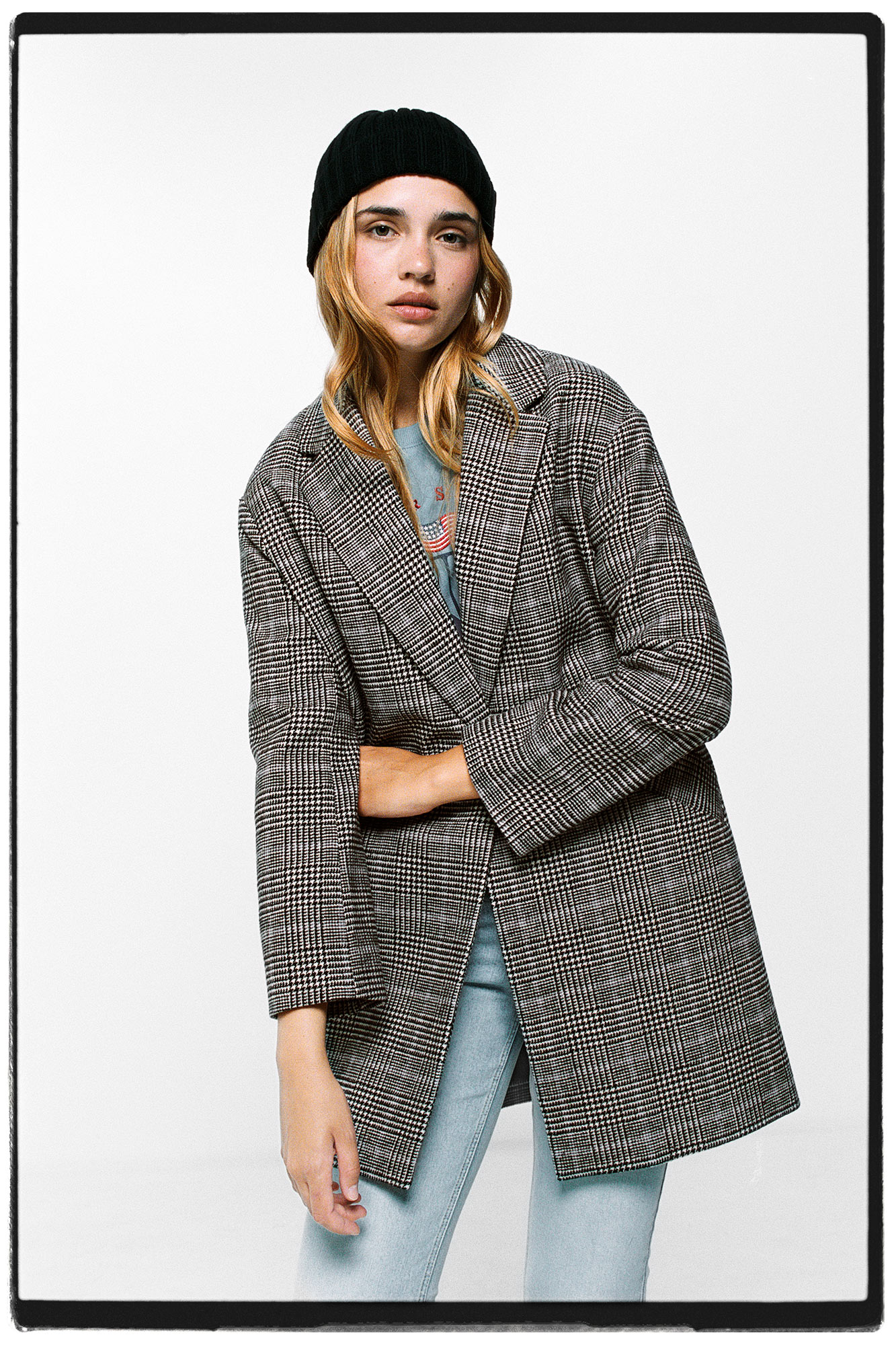 De Paño Abrigo Gris Springfield Abrigo Cuadros Mujer Springfield