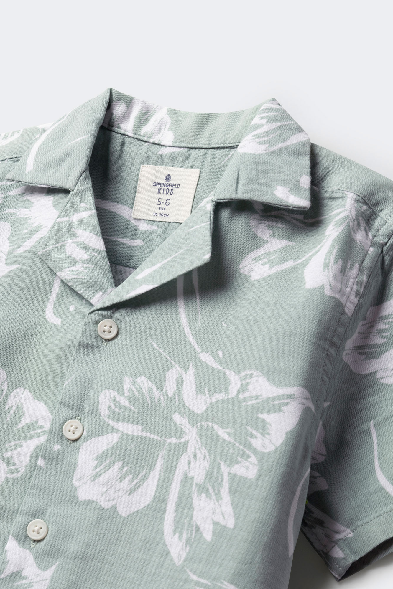 SPRINGFIELD Camicia Bambino 6 Anni Maniche Lunghe - Cotton Slub MAO, Verde Standard, Tessuto Naturale E Morbido - 3