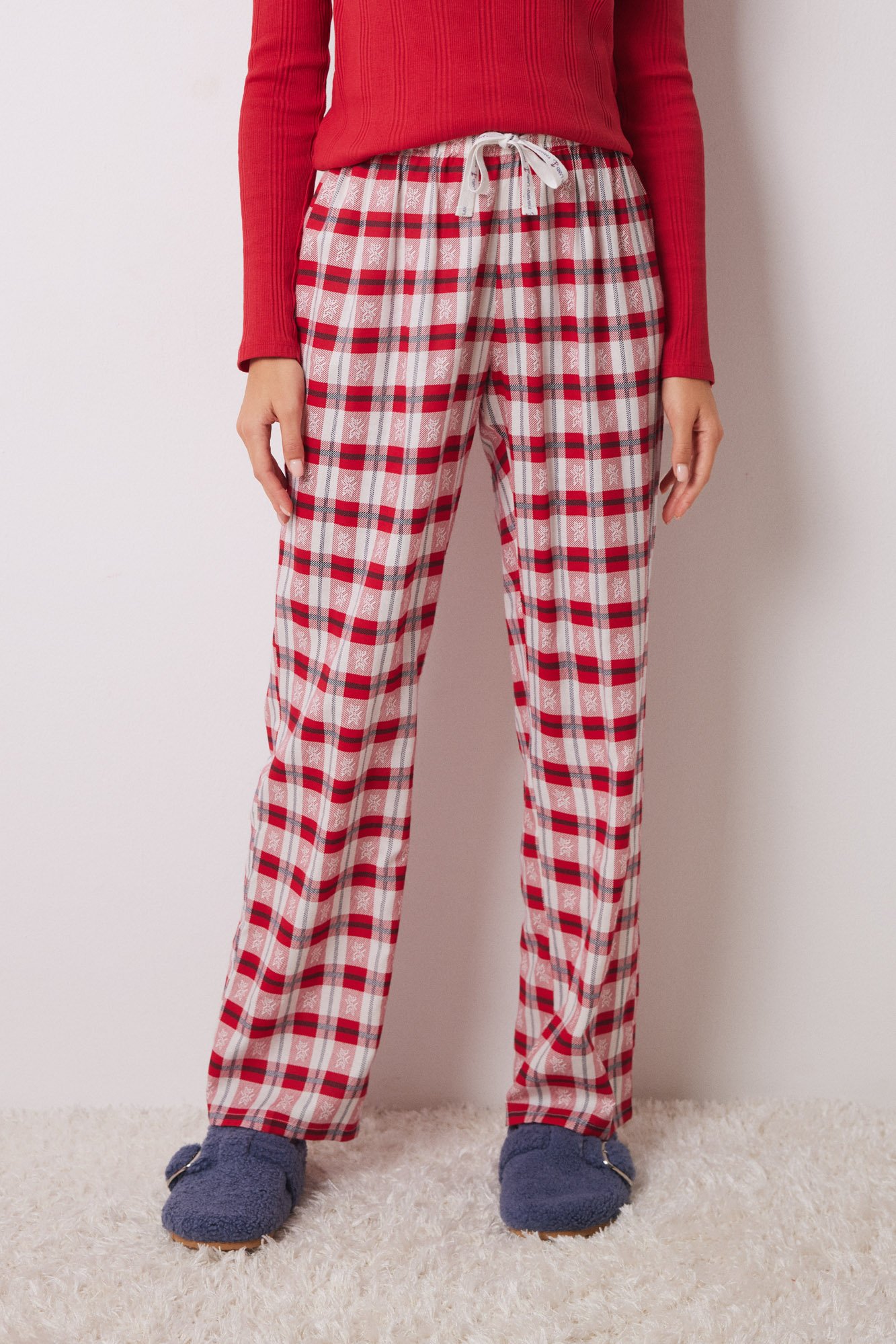 Pantalón pijama cuadros rojo Ofertas en pijamas de mujer Fifty