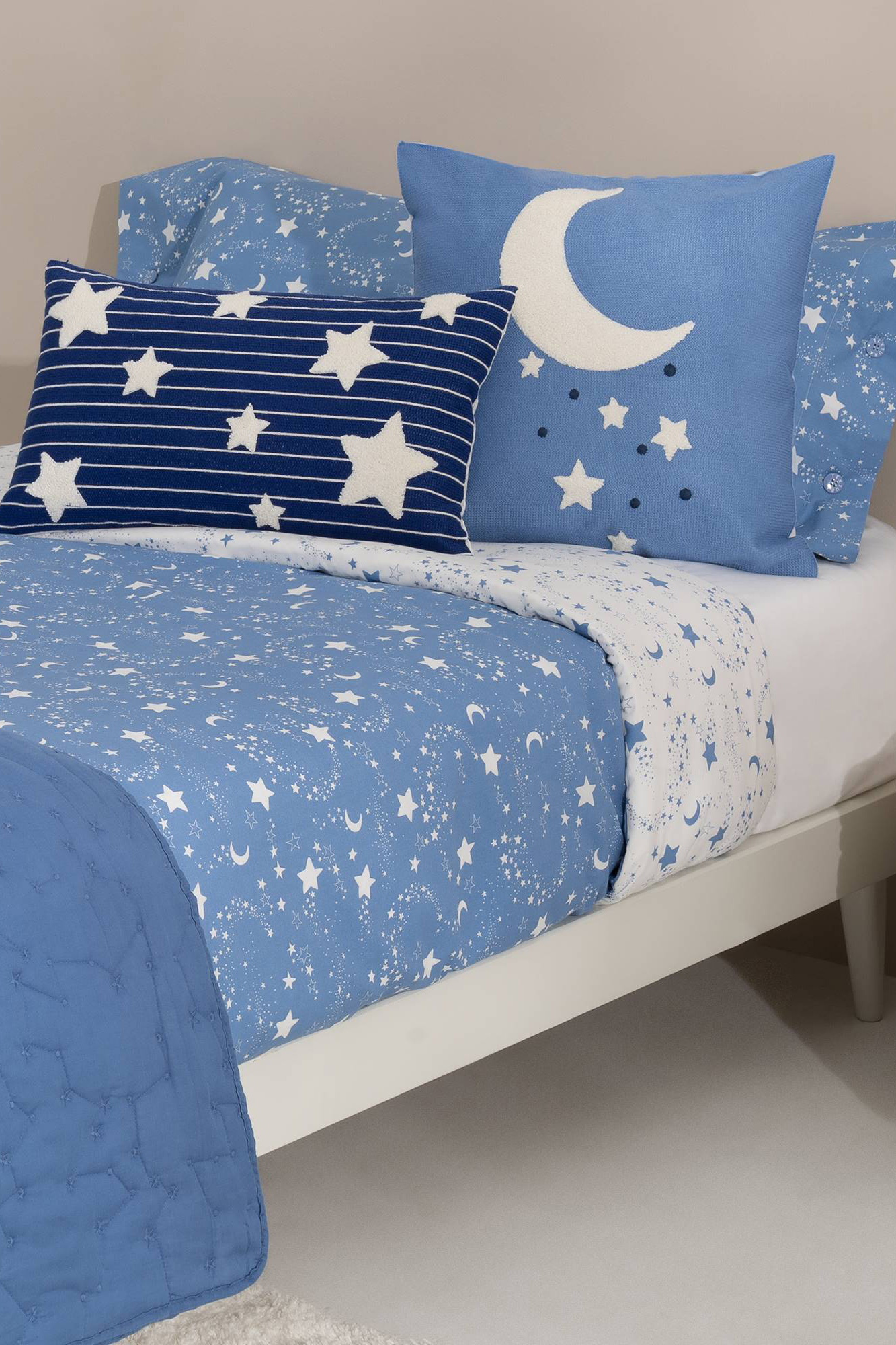 Set funda nórdica y funda de almohada niños algodón percal estrellas. Cama  80-90cm., Ropa de cama y textil para dormitorio