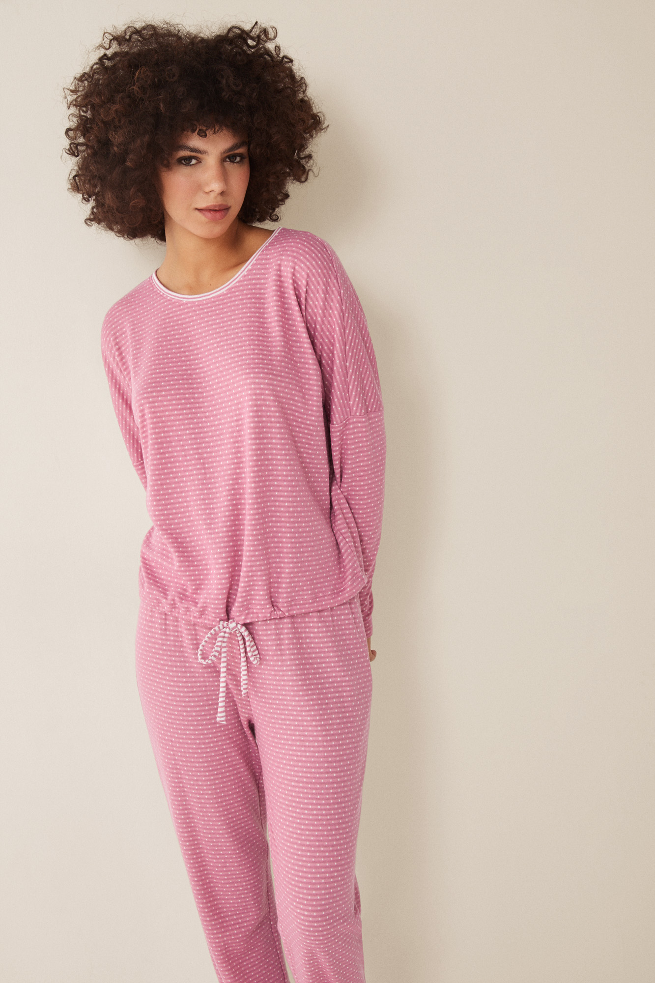 Pijama largo estampado doble cara 