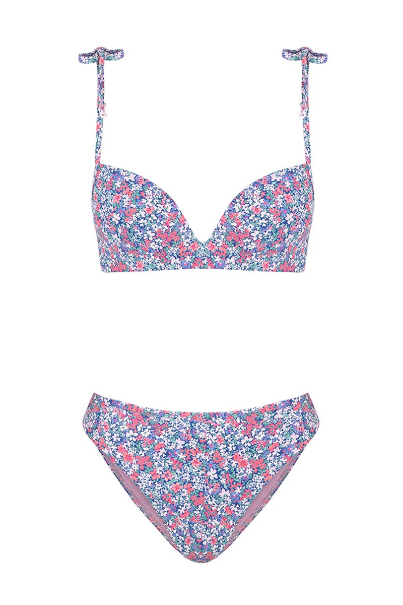 Top bikini flores rosa