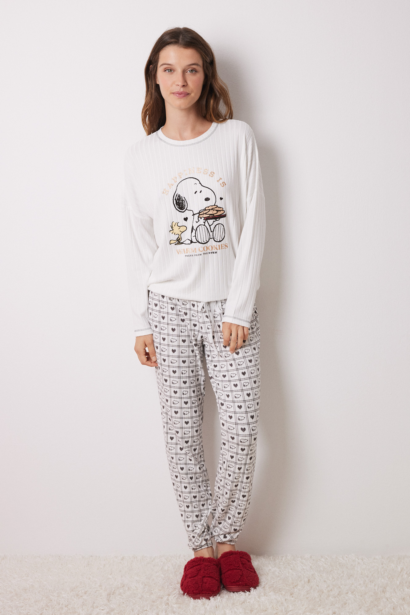 Woman Secret Mujer Pijama Polar Snoopy Gris Pijamas Para Mujer - Main Image
