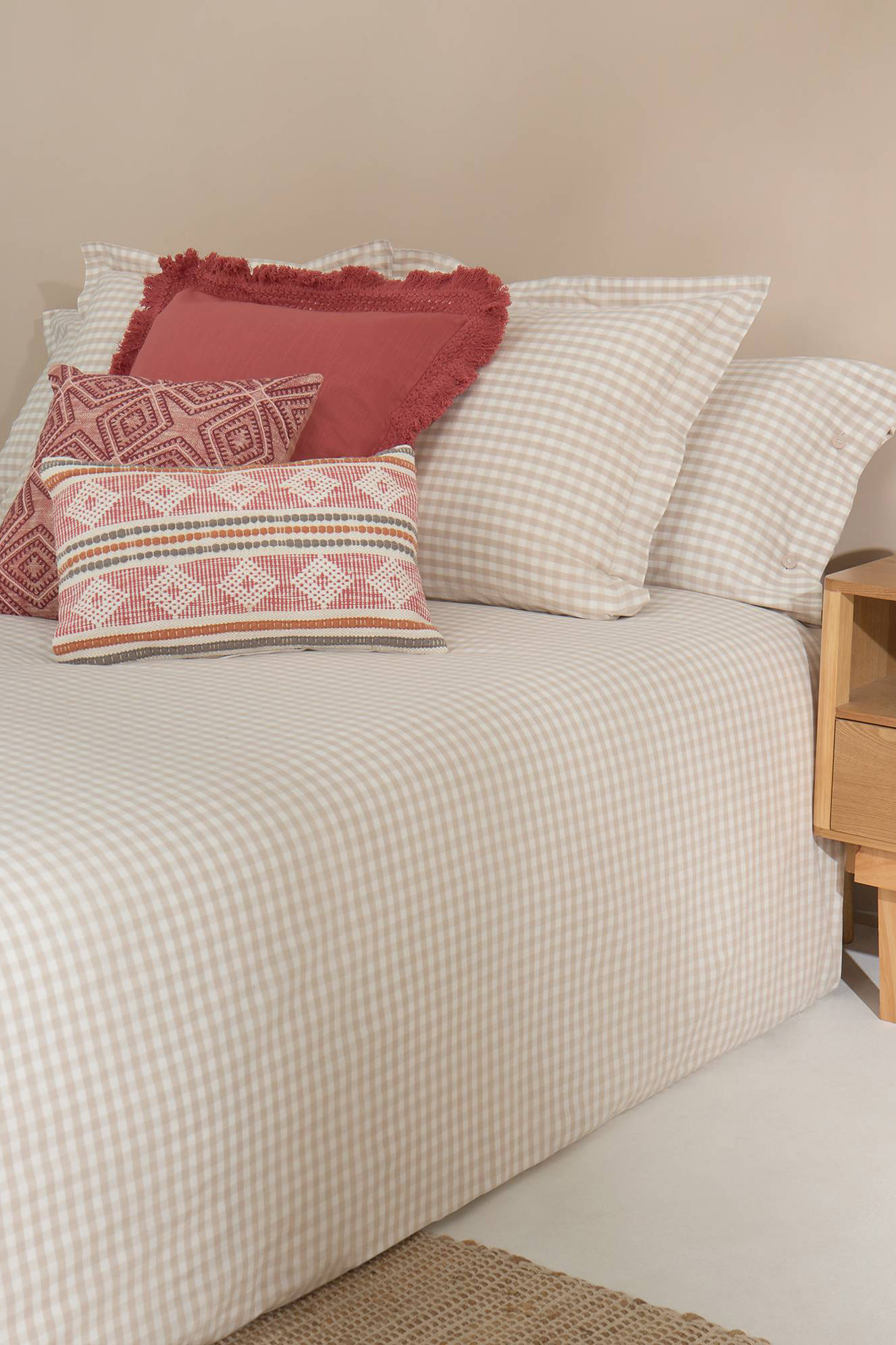 Set Ciurana fundas nórdica y de almohada 100% algodón puntilla natural cama  150/160 cm