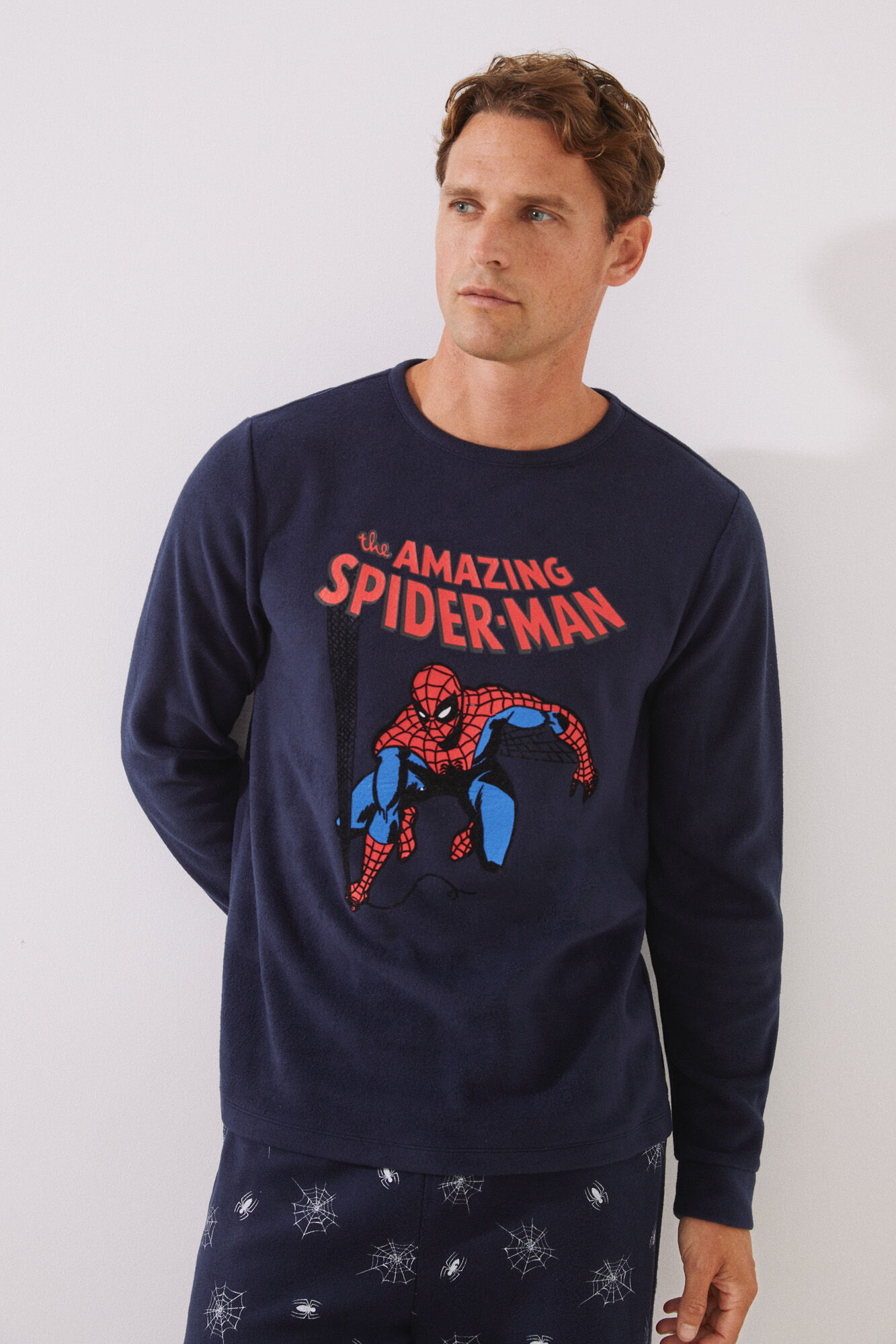 Pijama largo hombre polar Spiderman azul